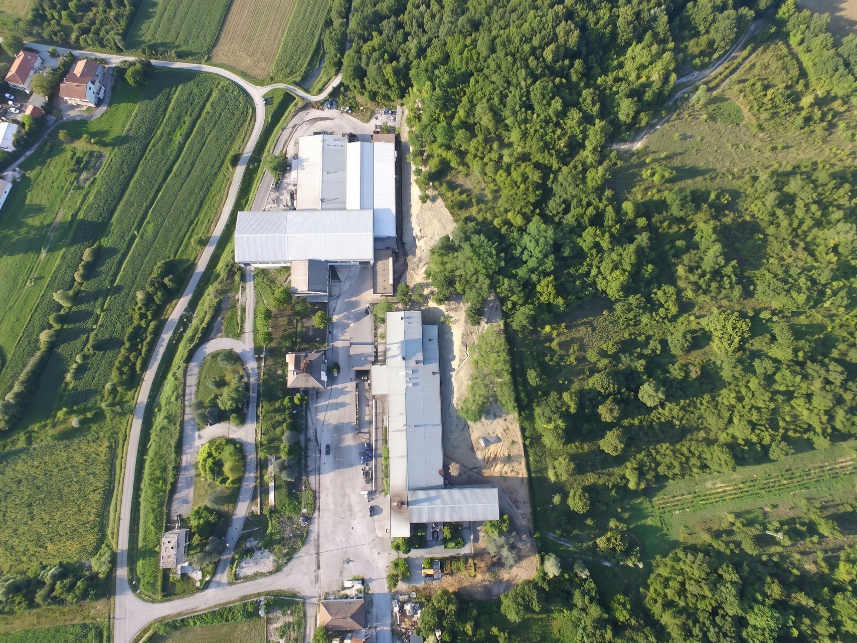 Aerial view of the existing industrial plot in Tupljak, Istria